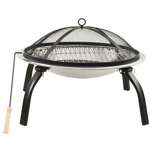 vidaXL Vatră de foc 2-&icirc;n-1 cu grătar/vătrai, 56x56x49 cm, oțel inoxidabil