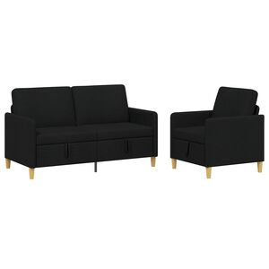 vidaXL Set de canapea cu spațiu de depozitare 2 buc. Negru Poliester