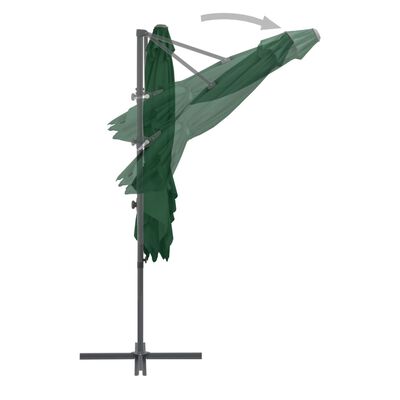 vidaXL Umbrelă suspendată cu stâlp din oțel, verde, 250 x 250 cm