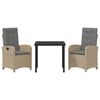 vidaXL Set de masă pentru grădină cu pernă 3 pcs Bej poliratan