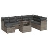 vidaXL Set canapele de grădină, 9 piese, cu perne, gri, poliratan