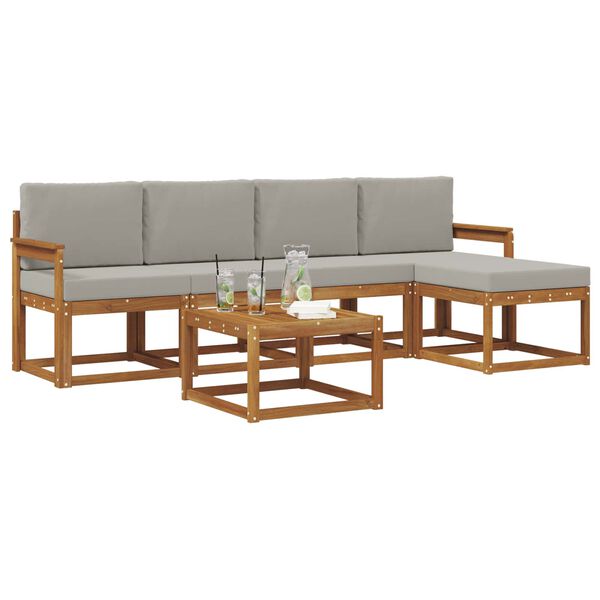 vidaXL Set de canapele de exterior 6 pcs Gri natural și deschis