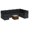 vidaXL Set mobilier de grădină cu perne, 9 piese, negru, poliratan