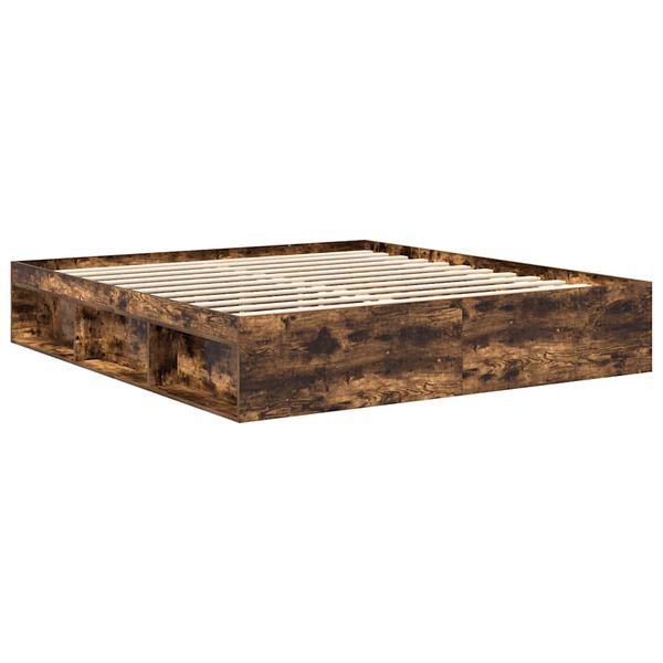 vidaXL Cadru pat, stejar afumat, 180x200 cm, Super King Size