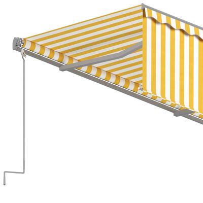 vidaXL Copertină retractabilă automat cu stor, galben&alb, 4,5x3 m