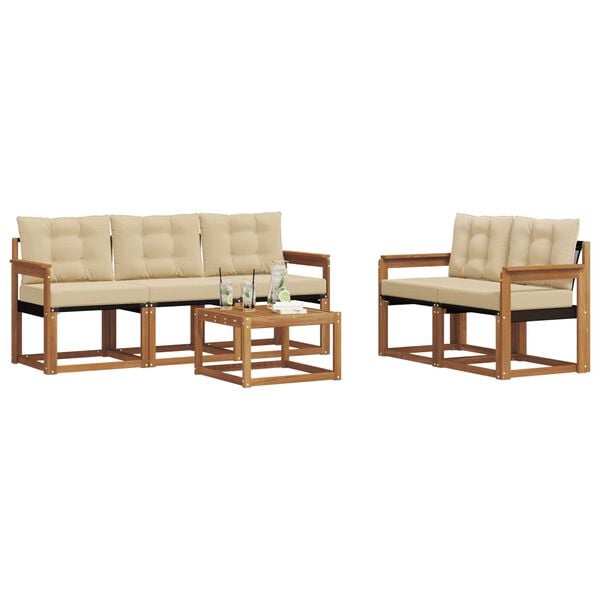 vidaXL Set de canapele de exterior cu pernă 6 pcs Natural și Bej