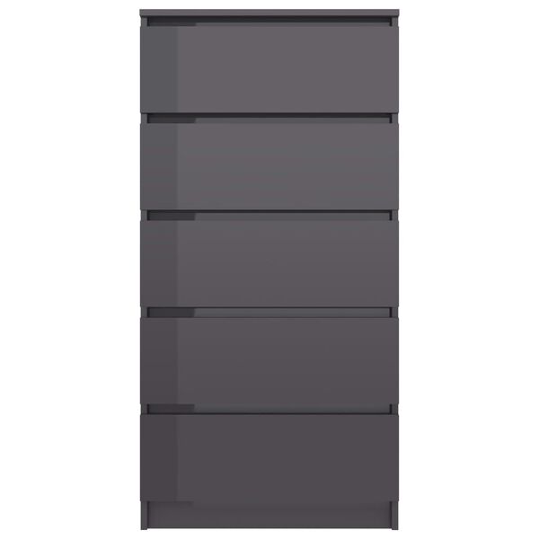 vidaXL Dulap cu sertare, gri extralucios, 60x35x121 cm, lemn prelucrat