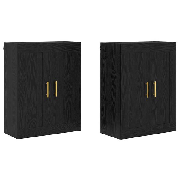 vidaXL Cabinet suspendat 2 pcs Stejar Negru 69,5 x 34 x 90 cm