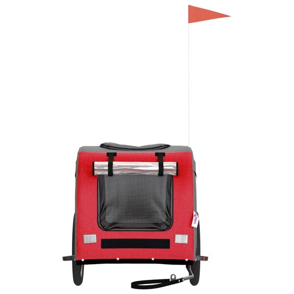 vidaXL Remorcă bicicletă animale companie, roșu/gri textil oxford/fier