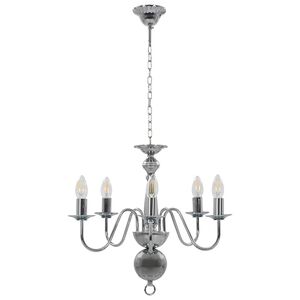 vidaXL Candelabru, argintiu, 5 becuri E14