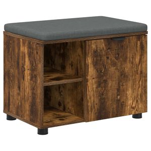 vidaXL Bancă pentru hol cu pernă cu raft Stejar Afumat 60 x 38 x 46 cm