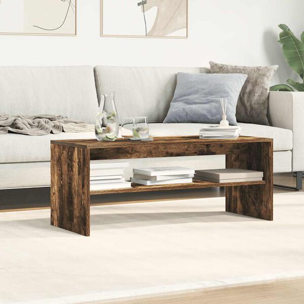 vidaXL Comodă TV, stejar fumuriu, 100x40x40 cm, lemn compozit