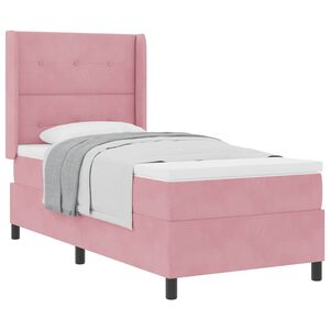 vidaXL Pat cu arcuri cu saltea cu headboard Roz 90 x 200 cm Catifea