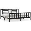 vidaXL Cadru pat cu tăblie 200x200 cm, negru, lemn masiv