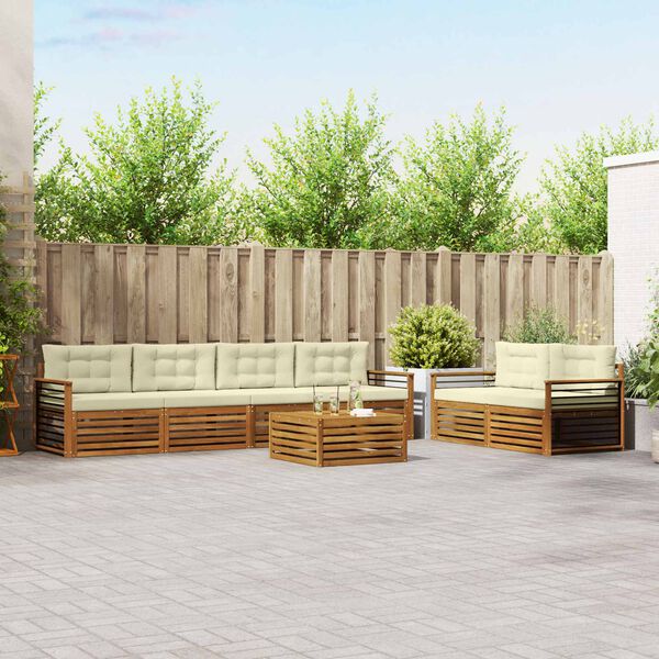 vidaXL Set de canapele de exterior cu pernă 7 pcs Natural și Crem