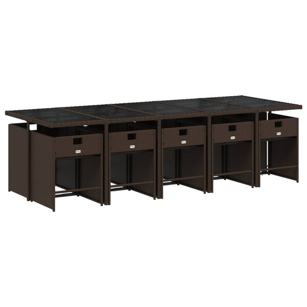 vidaXL Set mobilier de grădină cu perne, 11 piese, maro, poliratan