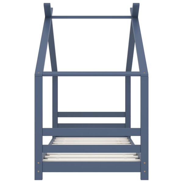 vidaXL Cadru de pat de copii, gri, 80 x 160 cm, lemn masiv de pin