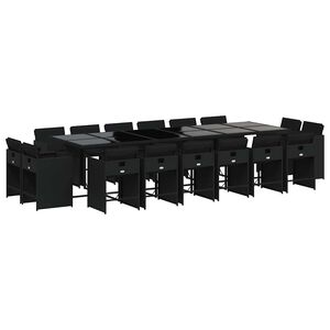 vidaXL Set mobilier de grădină cu perne, 17 piese, negru, poliratan