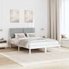 vidaXL Cadru de pat cu headboard Alb 135 x 190 cm Lemn de pin masiv