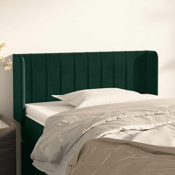 vidaXL Tăblie pat cu aripioare verde &icirc;nchis 83x16x78/88 cm catifea