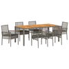 vidaXL Set de masă pentru grădină 7 pcs Gri poliratan