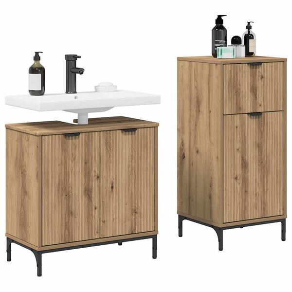 vidaXL Set de mobilier pentru baie cu sertar 2 pcs Stejar Artizanal