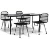 vidaXL Set mobilier de grădină, 5 piese, negru, poliratan