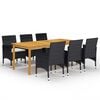 vidaXL Set mobilier de grădină, 7 piese, negru
