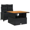 vidaXL Set mobilier de grădină cu perne, 2 piese, negru, poliratan