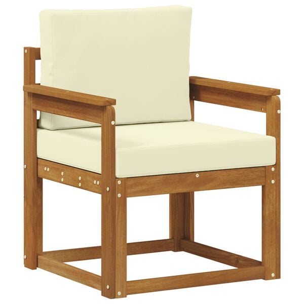 vidaXL Canapea de exterior Lemn de acacia solid și poliester natural