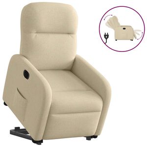 vidaXL Fotoliu electric rabatabil cu ridicare, crem, textil