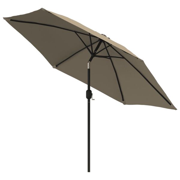vidaXL Umbrelă de soare exterior, LED-uri și st&acirc;lp oțel, taupe, 300 cm