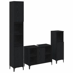vidaXL Set de mobilier pentru baie 3 pcs Stejar negru Lemn compozit