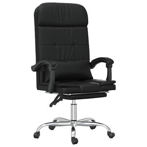 vidaXL Scaun de birou rabatabil cu masaj, piele ecologică, negru