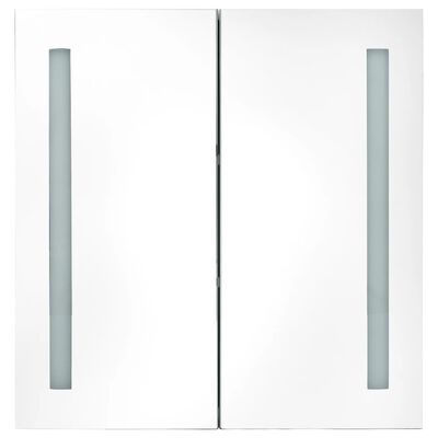 vidaXL Dulap de baie cu oglindă și LED, gri beton, 62x14x60 cm