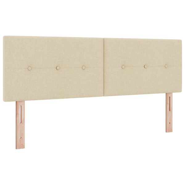 vidaXL Pat cu arcuri cu saltea cu headboard Crem 140 x 200 cm țesătură