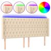 vidaXL Tăblie de pat cu LED, crem, 183x16x118/128 cm, textil