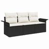 vidaXL Set de canapea cu pernă 3 pcs Negru poliratan