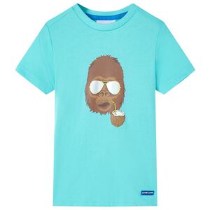 vidaXL Tricou pentru copii cu m&acirc;neci scurte, turcoaz, 140