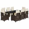 vidaXL Set mobilier de grădină cu perne, 9 piese, maro, poliratan