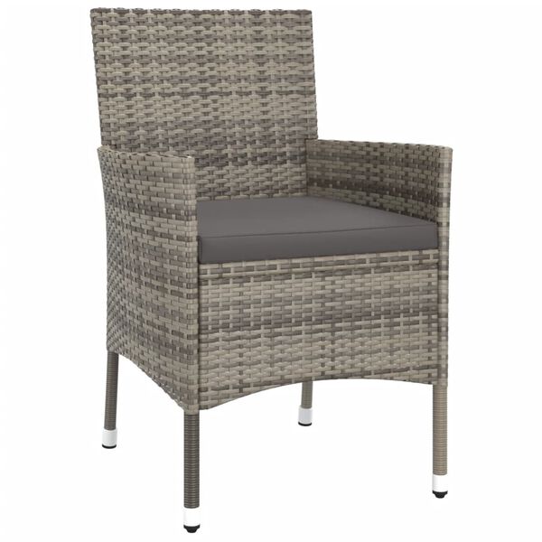 vidaXL Set bistro de grădină cu perne, 5 piese, gri, poliratan