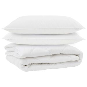 vidaXL Duvet pentru toate sezoanele cu pernă 3 pcs Alb Microfibră