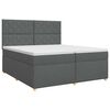 vidaXL Pat boxspring cu saltea Gri &icirc;nchis 200 x 200 cm Țesătură