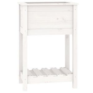 vidaXL Jardinieră cu raft, alb, 54x34,5x81 cm, lemn masiv de pin