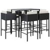 vidaXL Set bar de grădină, 7 piese, cu perne, negru, poliratan