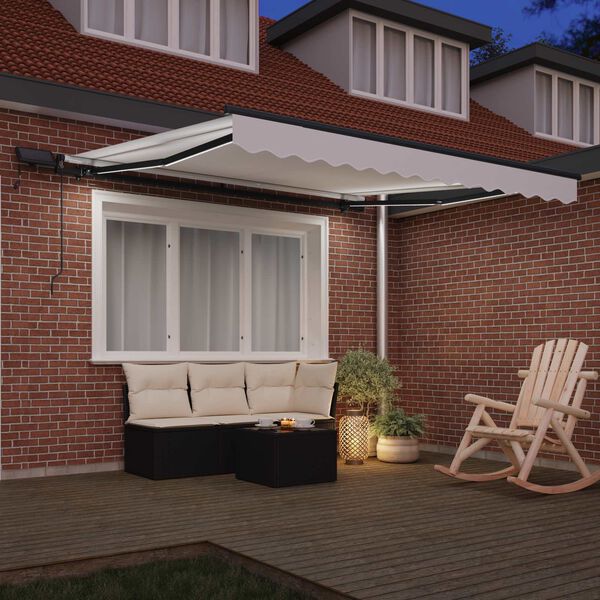 vidaXL Cortina Retractabilă Manual Alb 300 x 250 cm țesătură