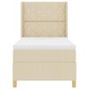 vidaXL Pat cu arcuri cu saltea cu headboard Crem 140 x 200 cm țesătură