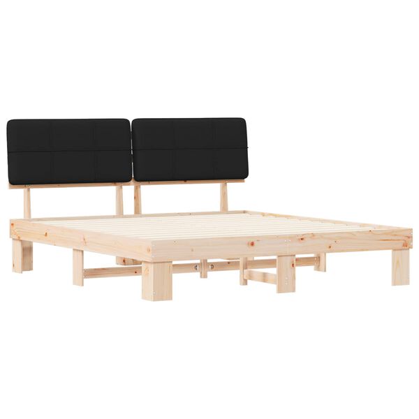 vidaXL Cadru de pat cu tăblie tapițată cu headboard Negru 200 x 200 cm