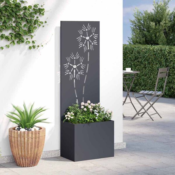 vidaXL Ecran de intimitate pentru grădină Floral Antracit 50 x 140 cm