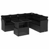 vidaXL Set canapele de grădină cu perne, 7 piese, negru, poliratan